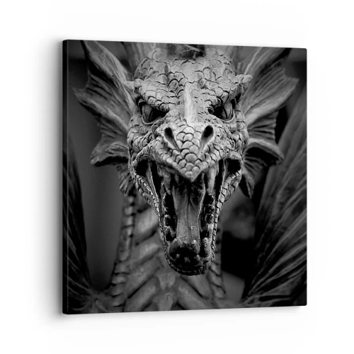 Quadro su tela - Stampe su Tela - Drago favoloso in grigio - 30x30 cm