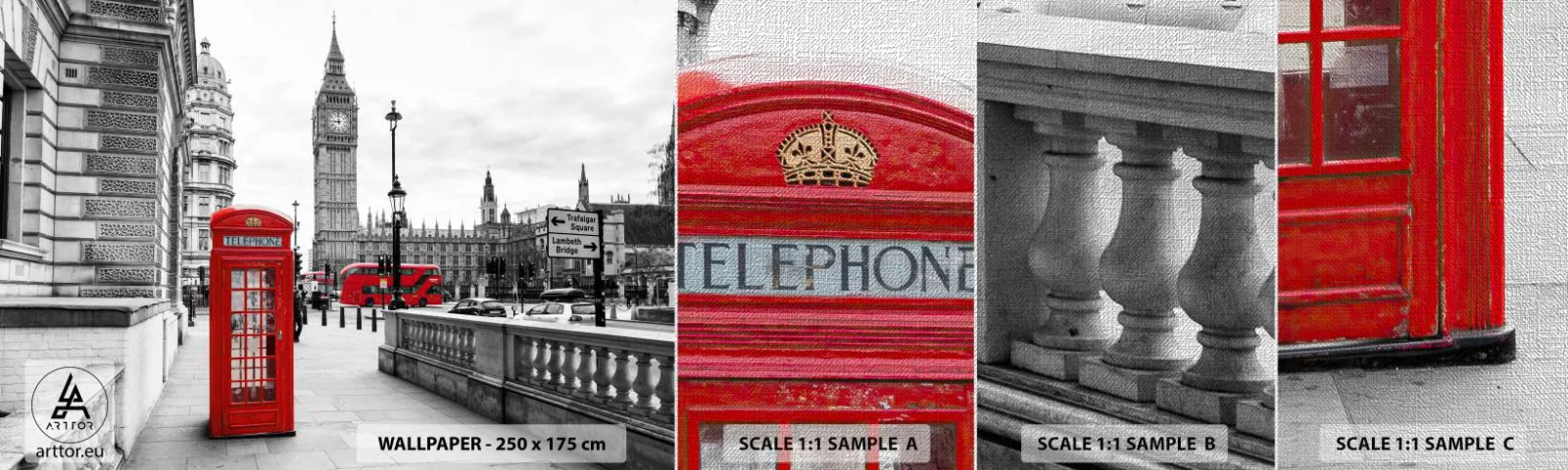 Campione di Fotomurale Premium Canvas - Indubbiamente Londra - Città, Londra, Architettura - 100x30 cm