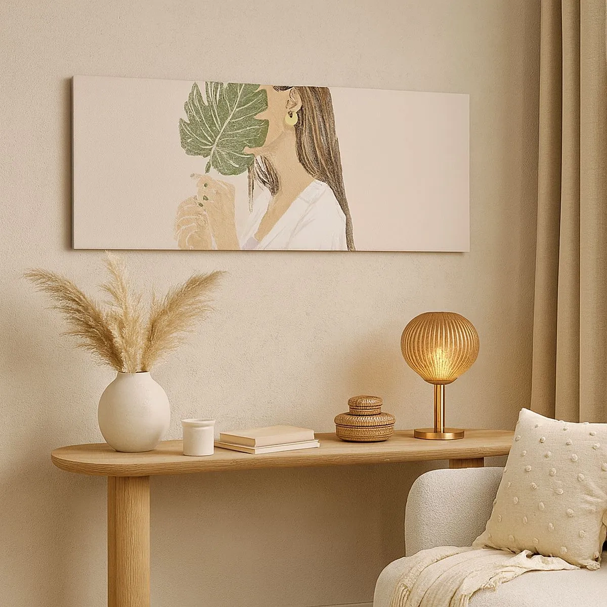 Quadro su tela - Stampe su Tela - Misterioso ritratto con ventaglio - 100x40 cm