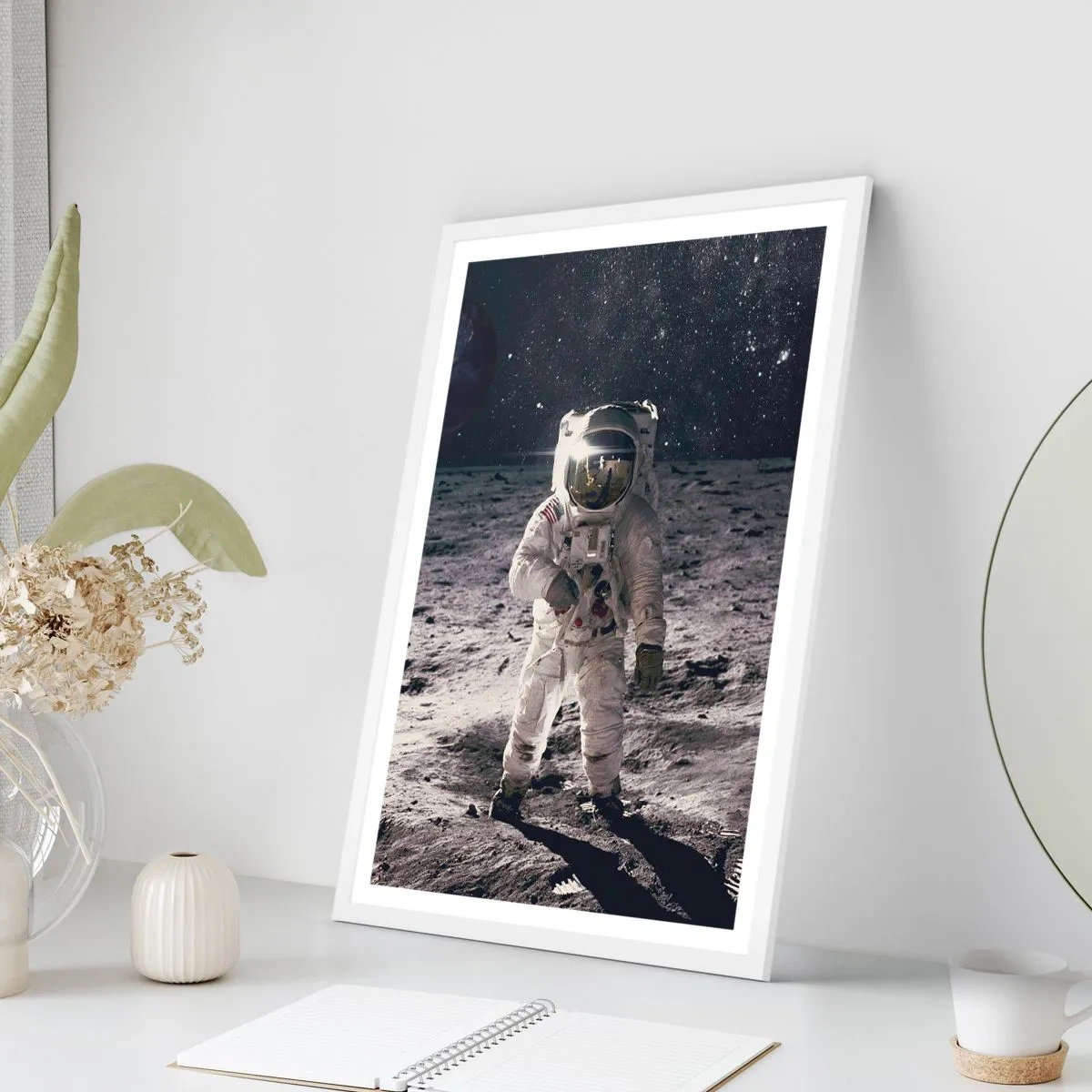 Poster in cornice bianca - Saluti dalla luna - 70x100 cm