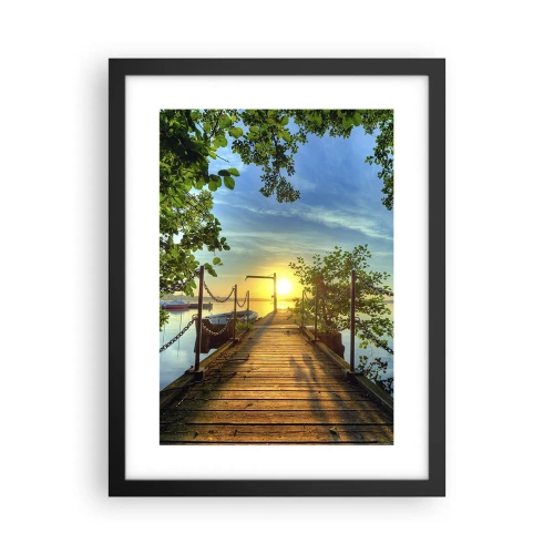 Poster in cornice nera - Tramonto sul lago - 30x40 cm