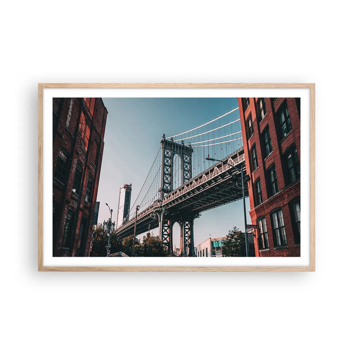Poster in cornice rovere chiaro - Sopra le onde della città - 91x61 cm