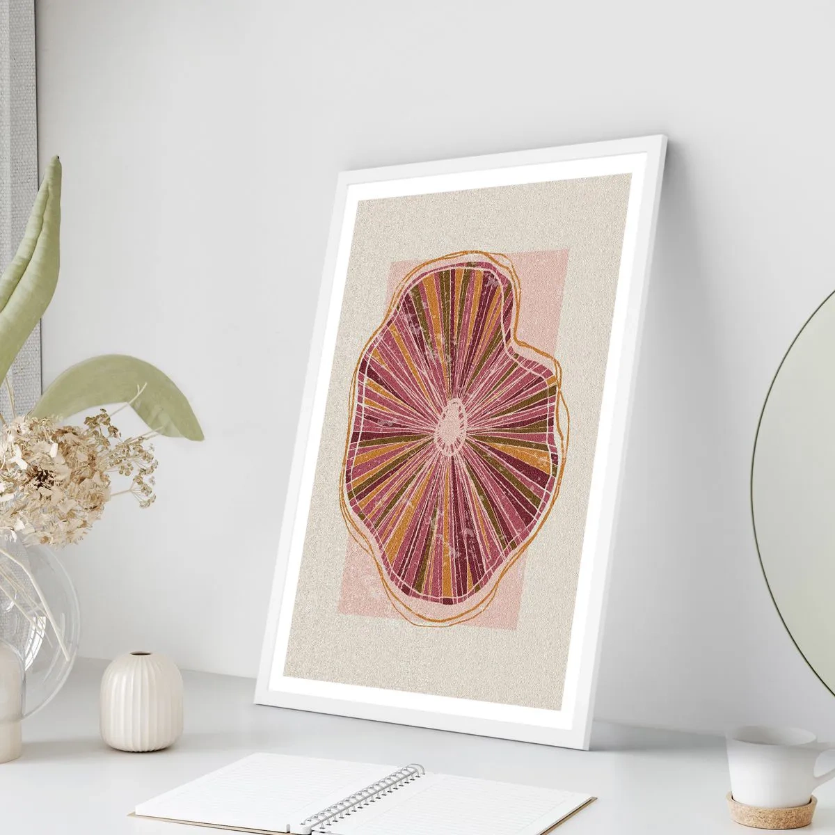 Poster in cornice bianca - Astrazione raggiante - 40x50 cm