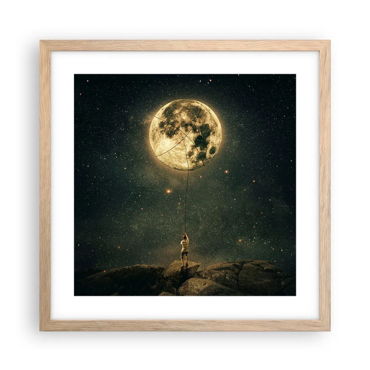 Poster in cornice rovere chiaro - Chi ha rubato la luna - 40x40 cm