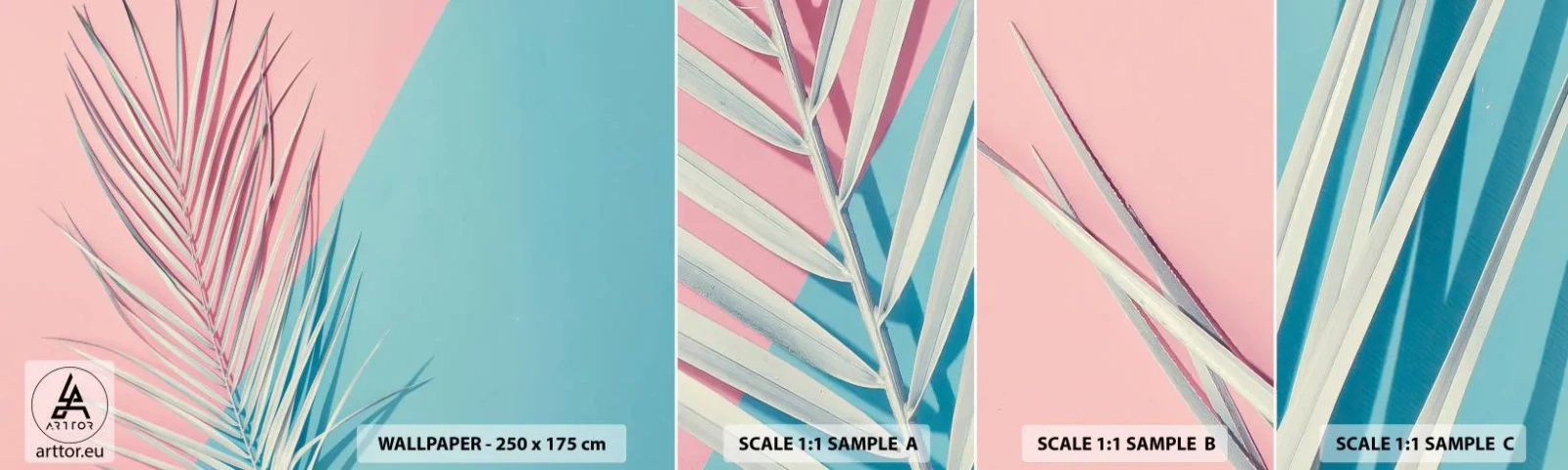 Campione di Fotomurale Adesivo Deluxe Sticker - Impressione tropicale - Foglia di palma, Astrazione, Grafica - 100x30 cm