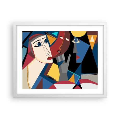Poster in cornice bianca - Dialogo di cubisti - 50x40 cm