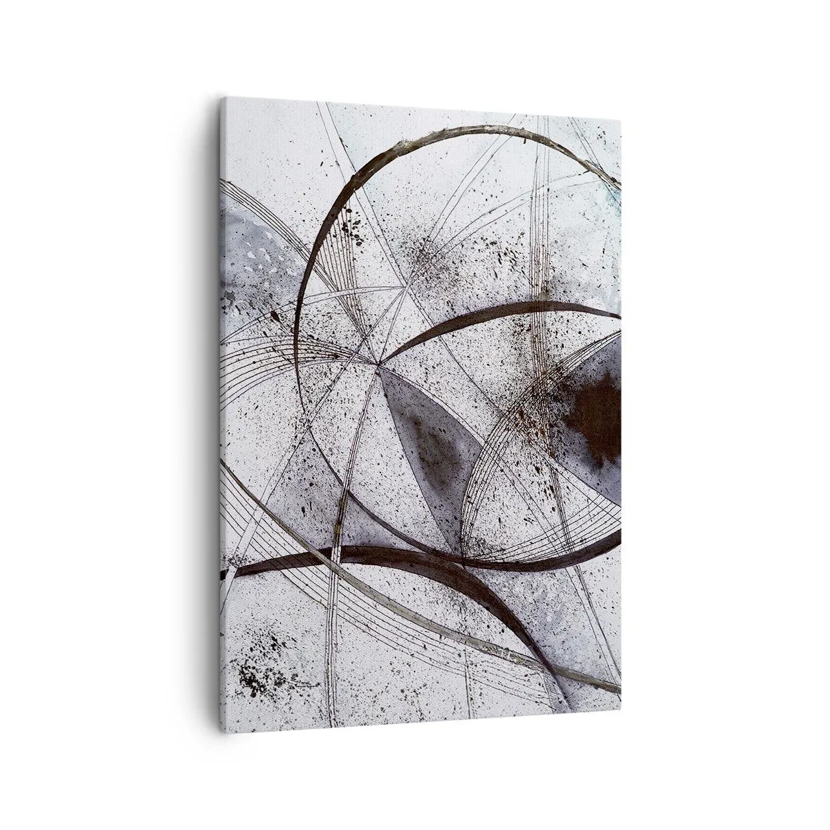Quadro su tela - Stampe su Tela - Linee e forme astratte nelle tonalità del grigio e del nero - 50x70cm - Fantasia futuristica - Decorazione murale moderna per soggiorno e camera da letto ARTTOR