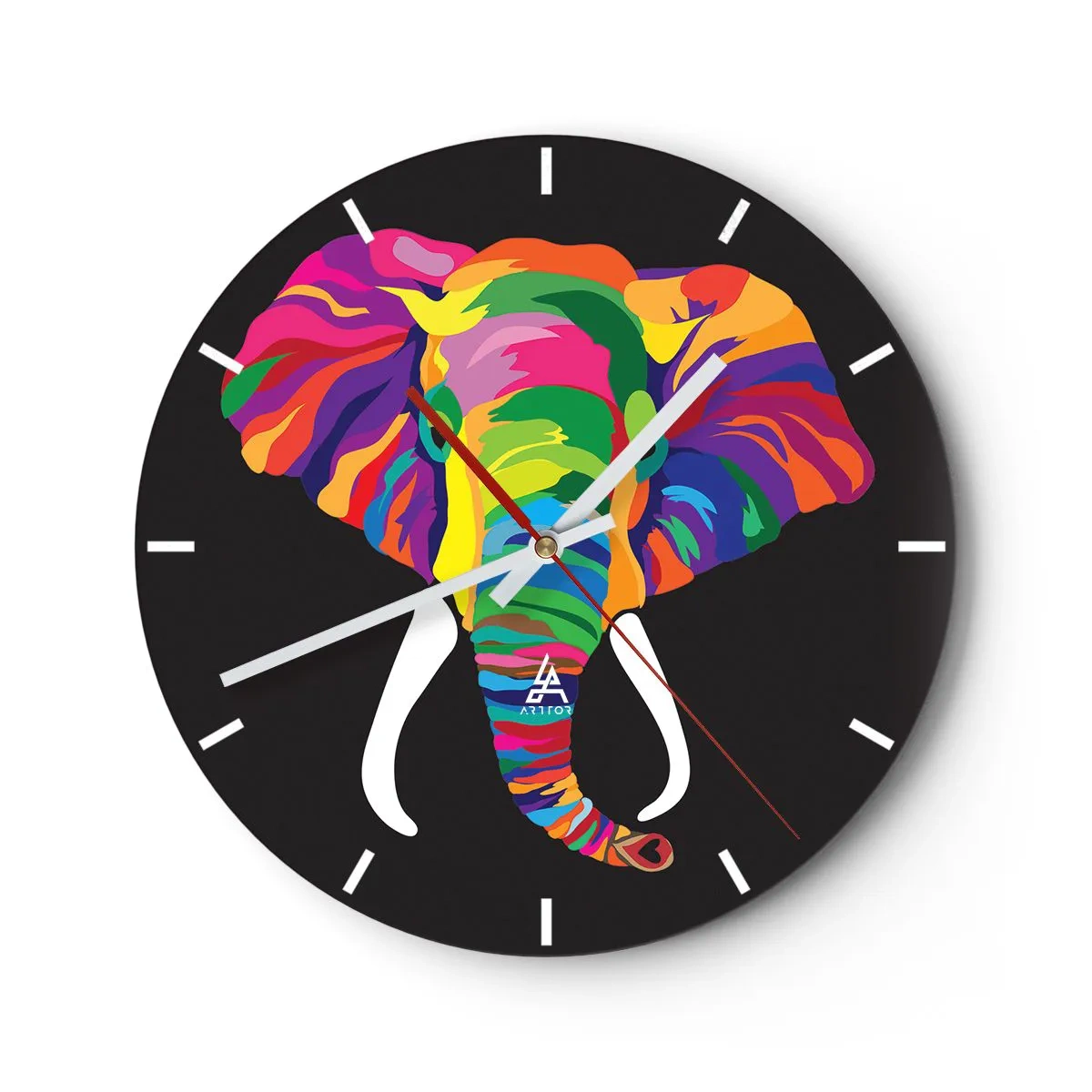 Orologio da parete - Orologio in Vetro - L'elefante che faceva il bagno nell'arcobaleno - 40x40 cm
