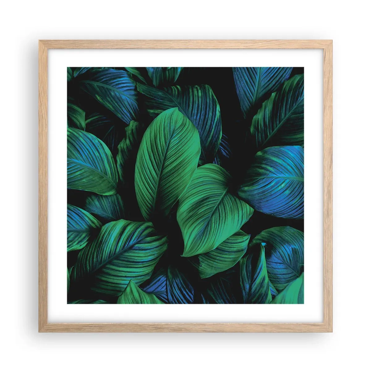 Poster in cornice rovere chiaro - Nella folla verde - 50x50 cm