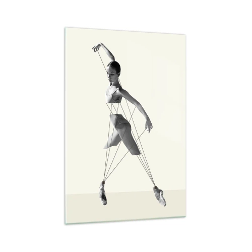 Quadro su vetro - Ballerina in un'interpretazione geometrica con linee - 70x100cm - Nel teatro del mondo - Decorazione murale moderna per soggiorno e camera da letto ARTTOR