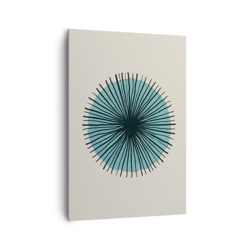 Quadro su tela - Stampe su Tela - Forma circolare astratta con raggi blu - 70x100cm - Radiosamente nel blu - Decorazione murale moderna per soggiorno e camera da letto ARTTOR