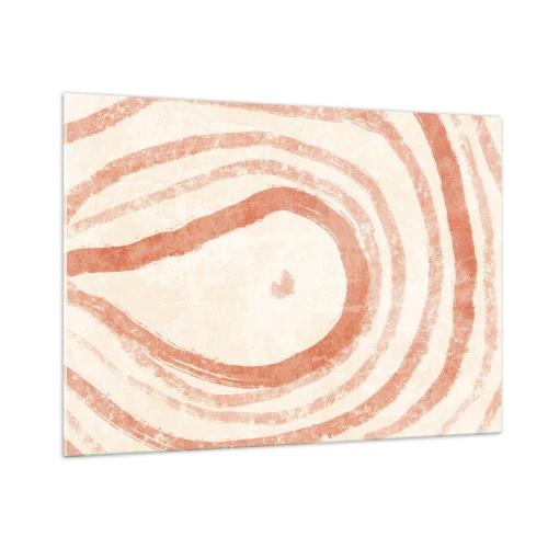 Quadro su vetro - Linee astratte di corallo a forma di cerchi concentrici - 100x70cm - Cerchi di corallo - Decorazione murale moderna per soggiorno e camera da letto ARTTOR