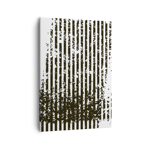Quadro su tela - Stampe su Tela - Linee astratte con effetto invecchiato in bianco e nero - 50x70cm - Ritmo e rumore - Decorazione murale moderna per soggiorno e camera da letto ARTTOR