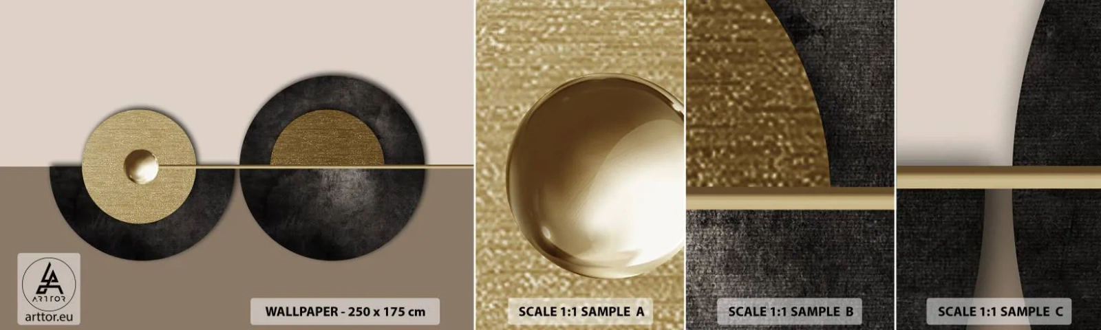 Campione Di Fotomurale Standard Eco - Variazioni attorno al cerchio - Ruote, Astrazione, Art Deco - 100x30 cm