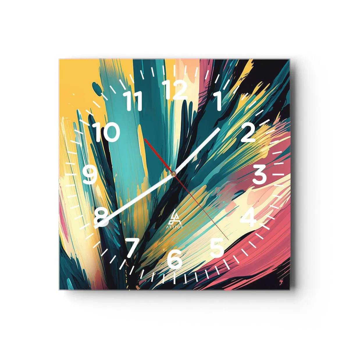Orologio da parete - Orologio in Vetro - Composizione: esplosione di gioia - 30x30 cm