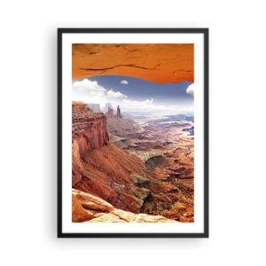 Poster in cornice nera - Vista del canyon con rocce rosse e cielo blu - 50x70cm - Scolpiti dalla natura - Decorazione murale moderna per soggiorno e camera da letto ARTTOR