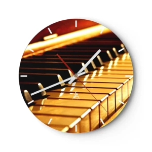 Orologio da parete - Orologio in Vetro - Tasti del pianoforte dorati - 30x30cm - Possibilità illimitate - Decorazione murale moderna per soggiorno, cucina e camera da letto ARTTOR