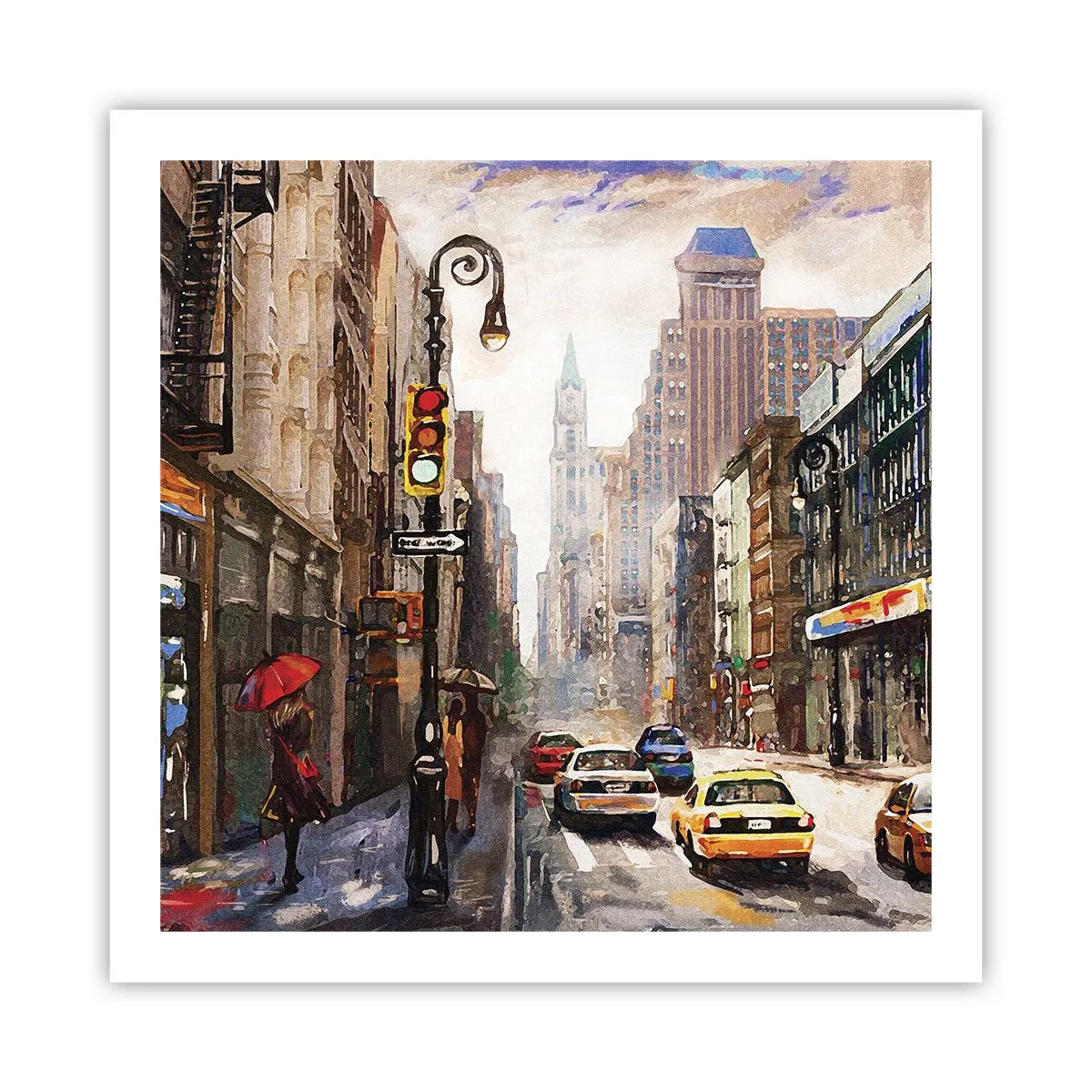 Poster - New York: colorata anche sotto la pioggia - 60x60 cm