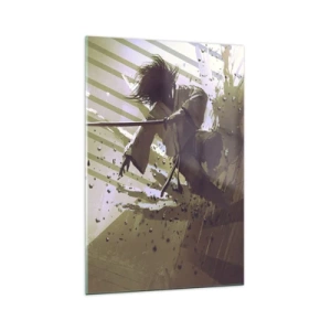 Quadro su vetro - Combattimento dinamico tra due personaggi in stile futuristico - 70x100cm - Anche tu puoi essere un samurai - Decorazione murale moderna per soggiorno e camera da letto ARTTOR