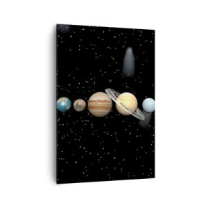 Quadro su tela - Stampe su Tela - Il sistema solare con i pianeti sullo sfondo delle stelle nello spazio - 70x100cm - E i pianeti folleggiano... - Decorazione murale moderna per soggiorno e camera da letto ARTTOR