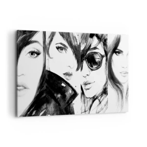 Quadro su tela - Stampe su Tela - Ritratti eleganti di donne in toni monocromatici - 100x70cm - Bellezza moltiplicata - Decorazione murale moderna per soggiorno e camera da letto ARTTOR
