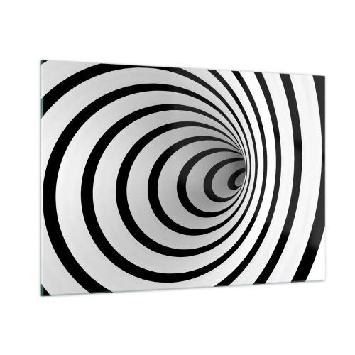 Quadro su vetro - Motivo a spirale astratto in bianco e nero - 100x70cm - Anche tu non riesci a resistere? - Decorazione murale moderna per soggiorno e camera da letto ARTTOR
