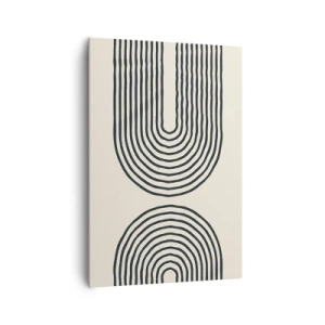 Quadro su tela - Stampe su Tela - Motivo geometrico astratto con linee simmetriche su sfondo chiaro - 70x100cm - Tra un attimo... - Decorazione murale moderna per soggiorno e camera da letto ARTTOR