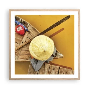 Poster in cornice rovere chiaro - Vita sul Fiume Giallo - 60x60 cm