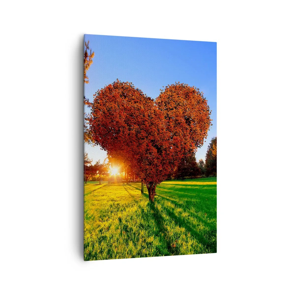 Quadro su tela - Stampe su Tela - Un albero a forma di cuore in uno scenario autunnale - 80x120cm - Come non amare l'autunno - Decorazione murale moderna per soggiorno e camera da letto ARTTOR