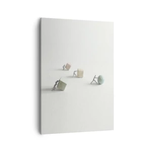 Quadro su tela - Stampe su Tela - Miniature che spingono forme su uno sfondo chiaro - 50x70cm - È la vita - Decorazione murale moderna per soggiorno e camera da letto ARTTOR
