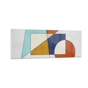 Quadro su vetro - Una composizione modernista di forme geometriche e colori - 140x50cm - Astrazione: gioco modernista - Decorazione murale moderna per soggiorno e camera da letto ARTTOR