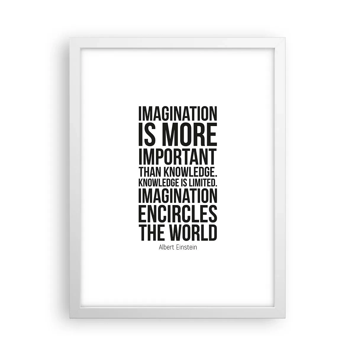 Poster in cornice bianca - Einstein sul potere dell'immaginazione - 30x40 cm