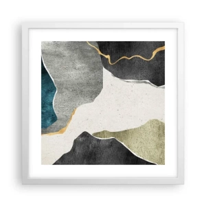 Poster in cornice bianca - Composizione mosaico con filo d'oro - 40x40 cm