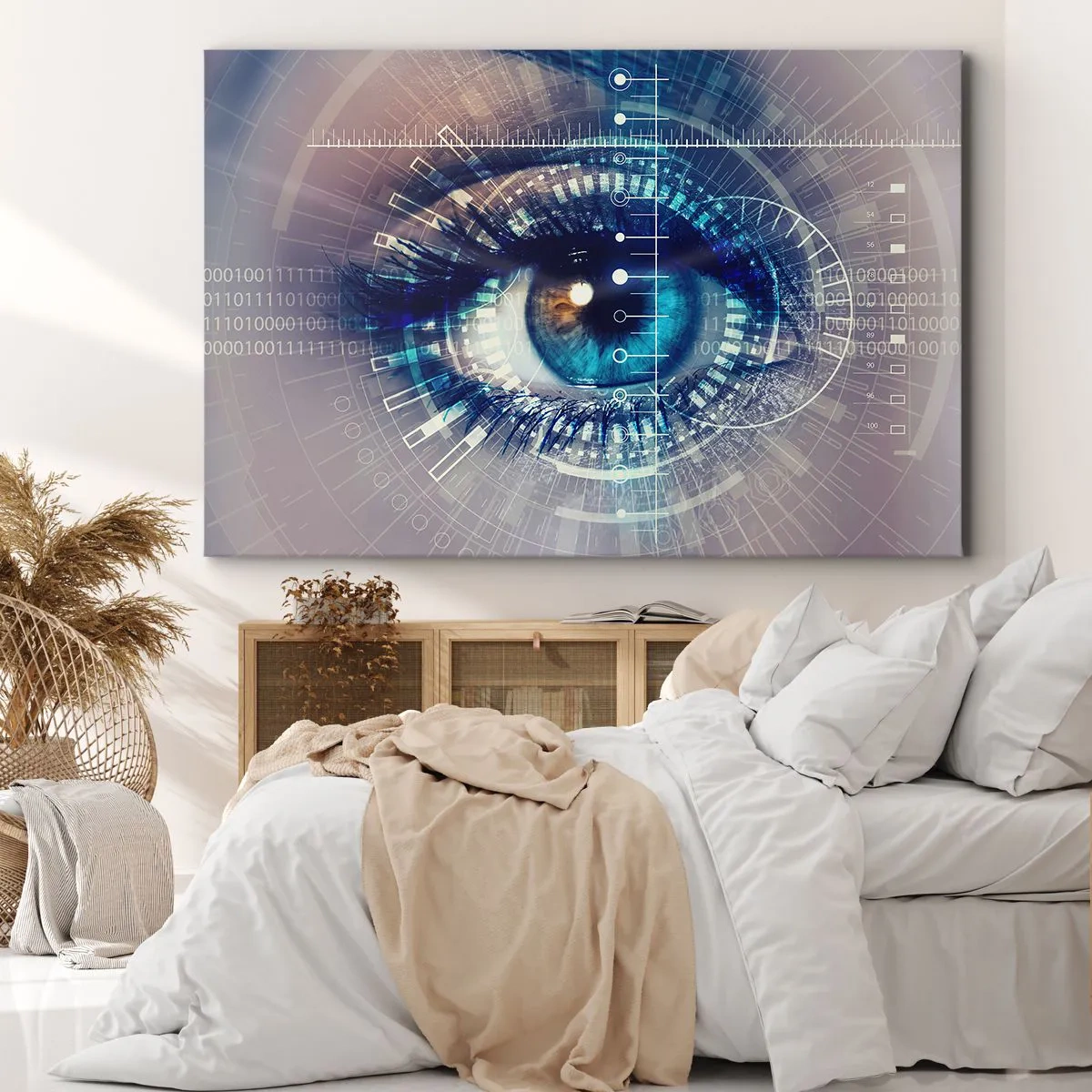Quadro su tela - Stampe su Tela - Un occhio tecnologico con un'interfaccia futuristica - 100x70cm - Credi di conoscermi - Decorazione murale moderna per soggiorno e camera da letto ARTTOR