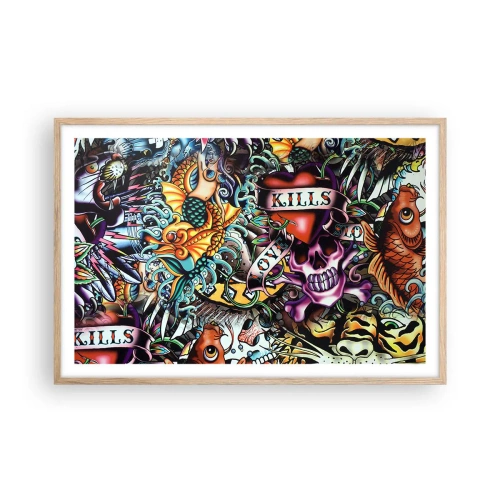 Poster in cornice rovere chiaro - Il sogno del tatuatore - 91x61 cm
