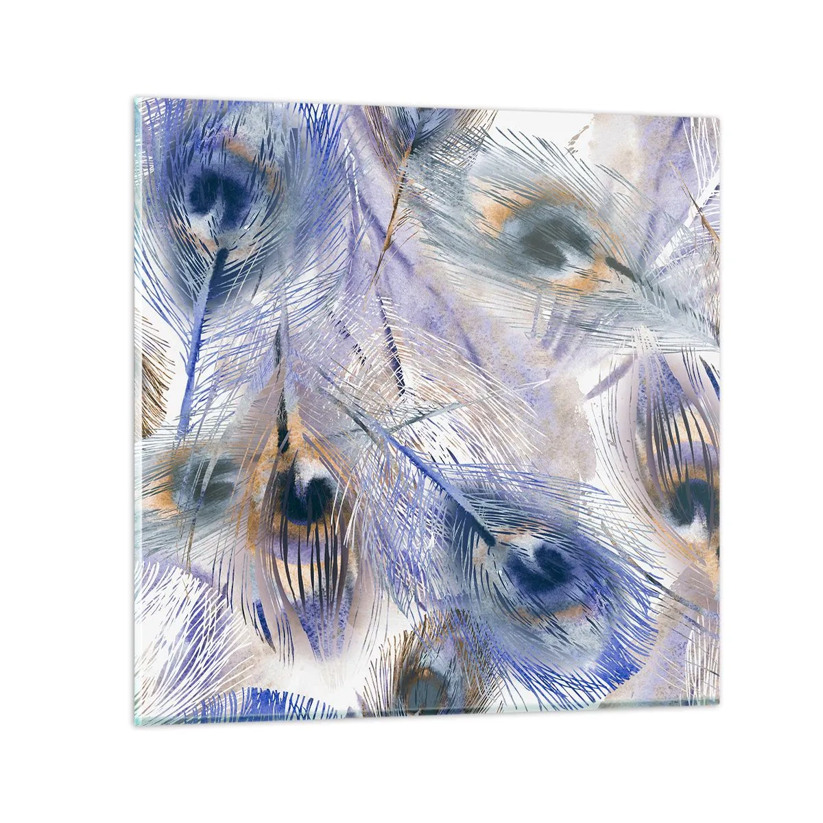 Quadro su vetro - Composizione a occhio di pavone - 30x30 cm