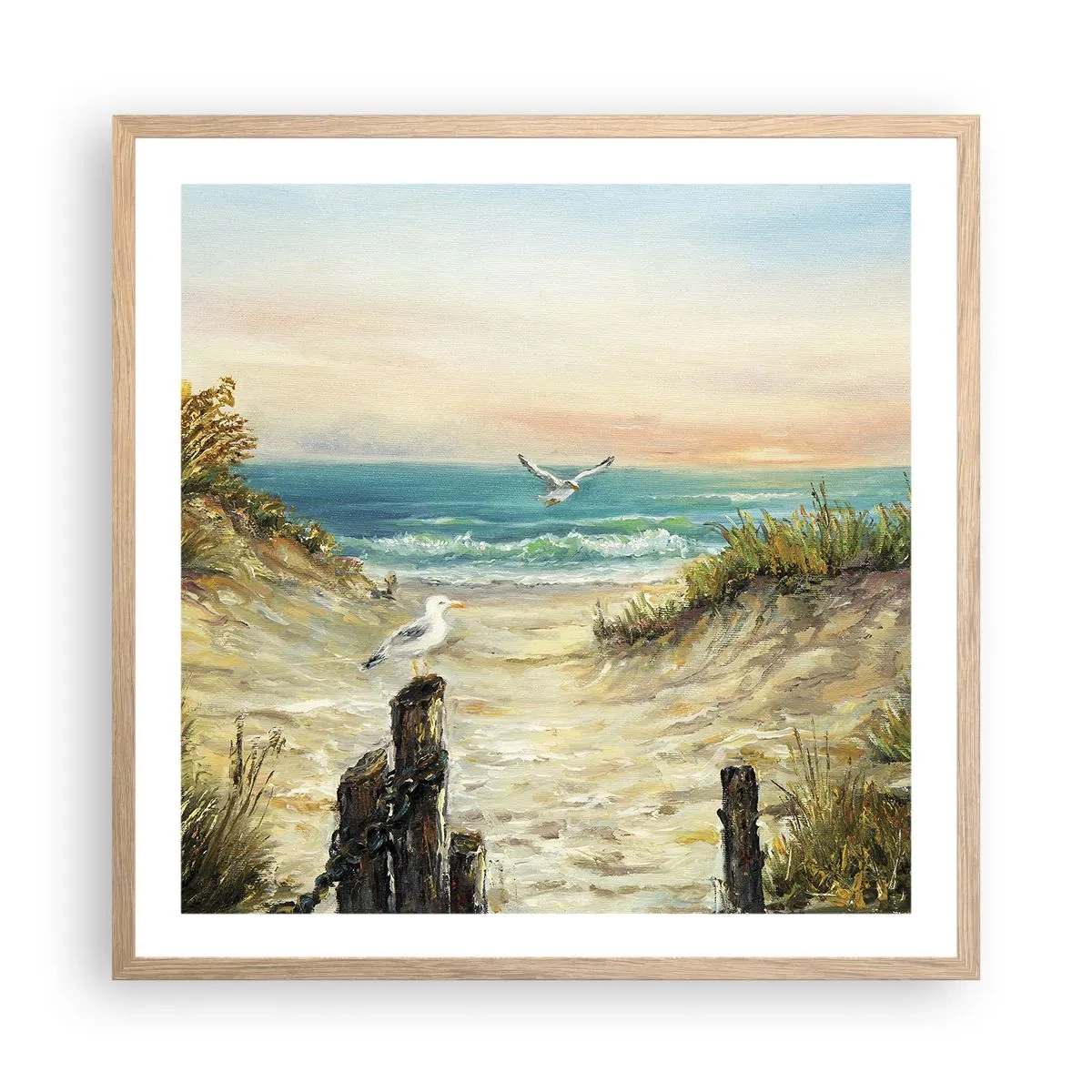 Poster in cornice rovere chiaro - Silenzio senza vento - 60x60 cm