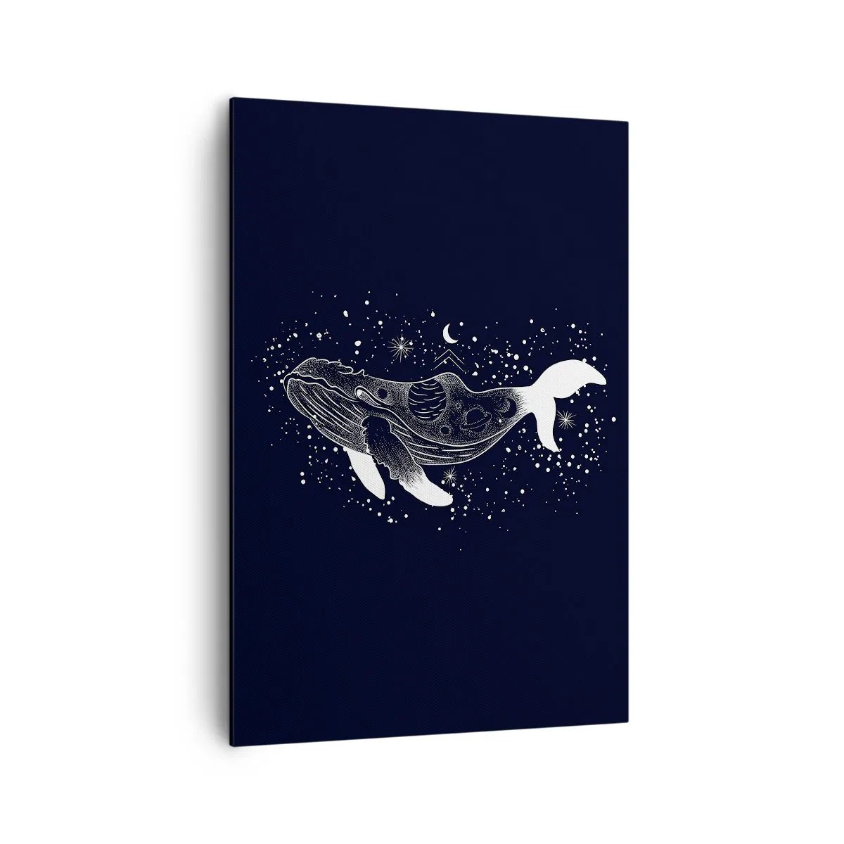 Quadro su tela - Stampe su Tela - Illustrazione grafica di una balena in stile spaziale. - 70x100cm - Nell'oceano dell'universo - Decorazione murale moderna per soggiorno e camera da letto ARTTOR
