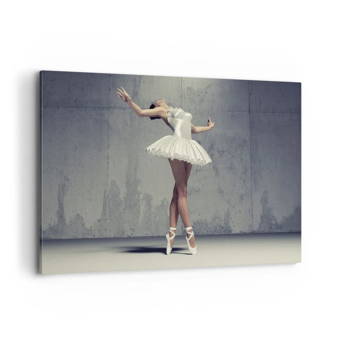 Quadro su tela - Stampe su Tela - Una ballerina in abito bianco contro un muro grezzo. - 100x70cm - Leggero come un uccello - Decorazione murale moderna per soggiorno e camera da letto ARTTOR