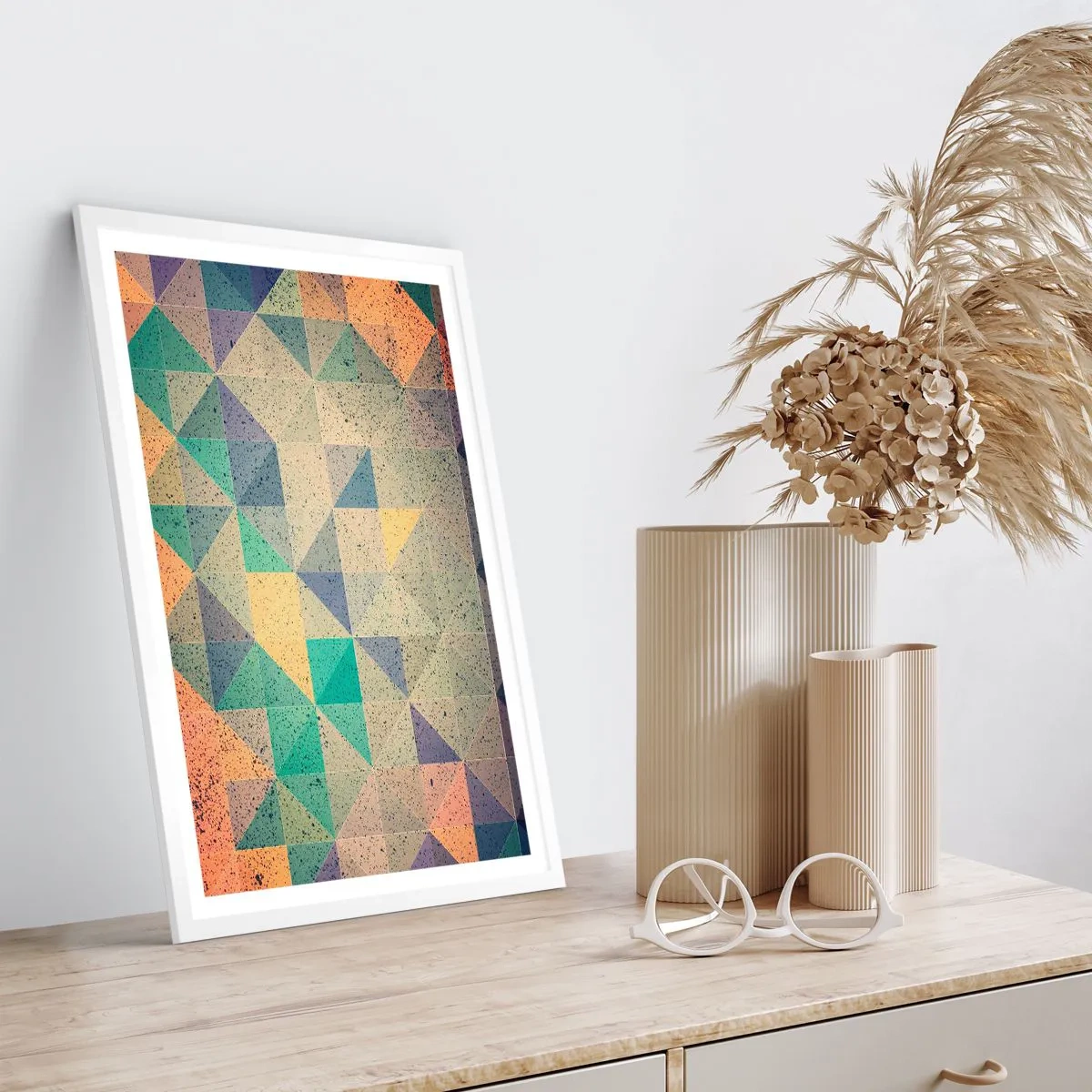 Poster in cornice bianca - La repubblica dei triangoli - 50x70 cm