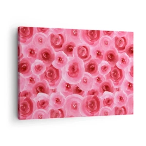 Quadro su tela - Stampe su Tela - Delicate rose nelle tonalità pastello del rosa - 70x50cm - Rose in alto e in basso - Decorazione murale moderna per soggiorno e camera da letto ARTTOR