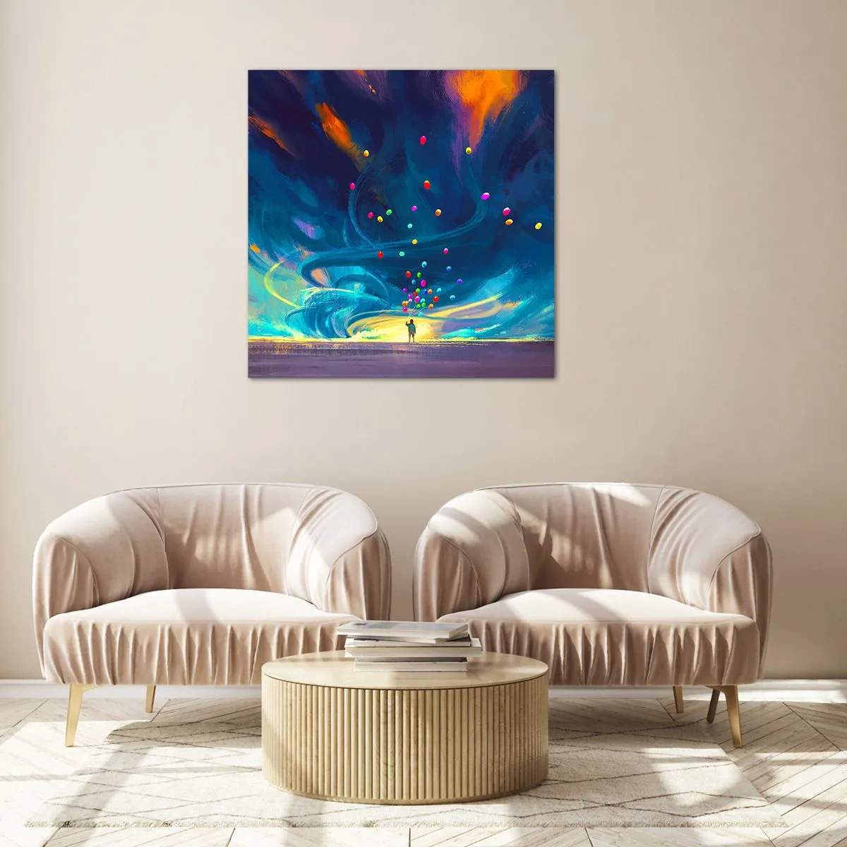 Quadro su vetro - Sul vento blu - 50x50 cm