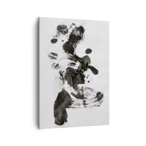 Quadro su tela - Stampe su Tela - Composizione astratta di macchie nere su sfondo bianco - 50x70cm - C'è un senso nella follia? - Decorazione murale moderna per soggiorno e camera da letto ARTTOR