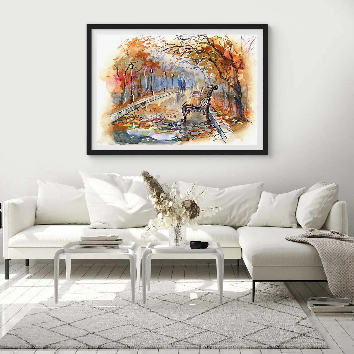 Poster in cornice nera - Passeggiando insieme l'autunno - 40x30 cm