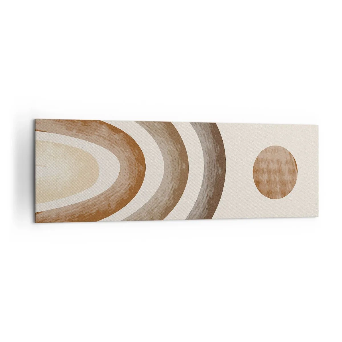 Quadro su tela - Stampe su Tela - Motivo planetario geometrico nei toni del marrone - 160x50cm - In una galassia lontana - Decorazione murale moderna per soggiorno e camera da letto ARTTOR