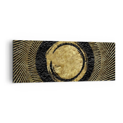 Quadro su tela - Stampe su Tela - Composizione geometrica in nero e oro con raggi - 140x50cm - Composizione glamour - Decorazione murale moderna per soggiorno e camera da letto ARTTOR