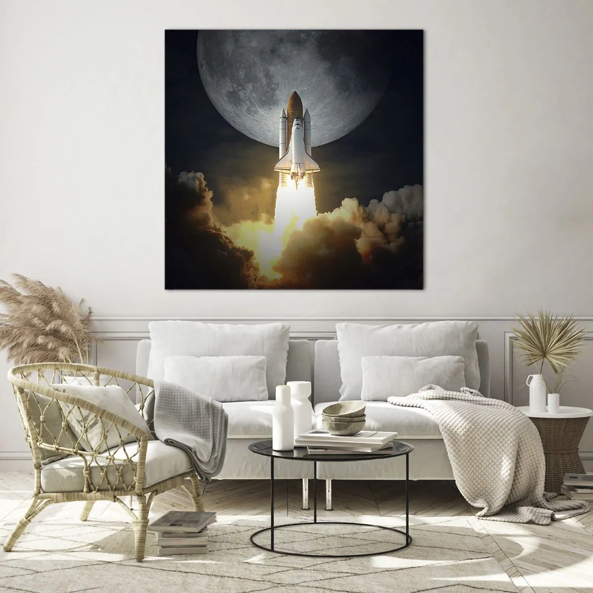 Quadro su vetro - L'inizio di un'avventura spaziale - 70x70 cm