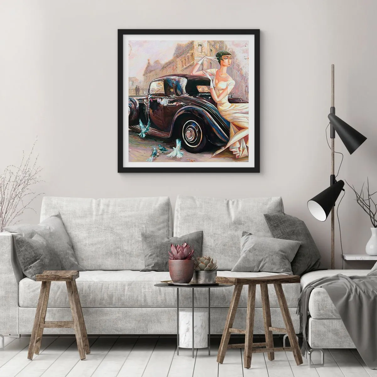 Poster in cornice nera - Eleganza in stile retro - 30x30 cm