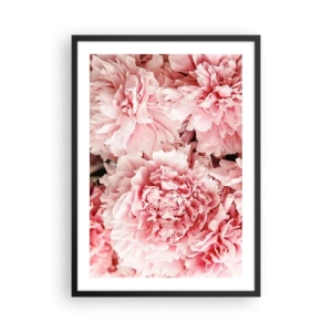 Poster in cornice nera - Delicate peonie rosa in piena fioritura - 50x70cm - Sogno rosa - Decorazione murale moderna per soggiorno e camera da letto ARTTOR
