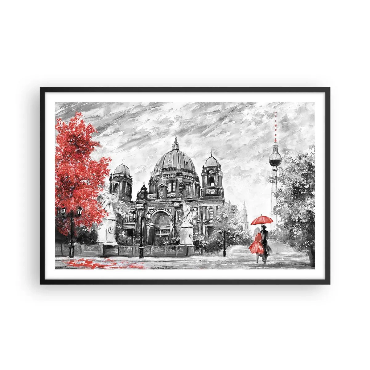Poster in cornice nera - Incontro a Berlino - 91x61 cm